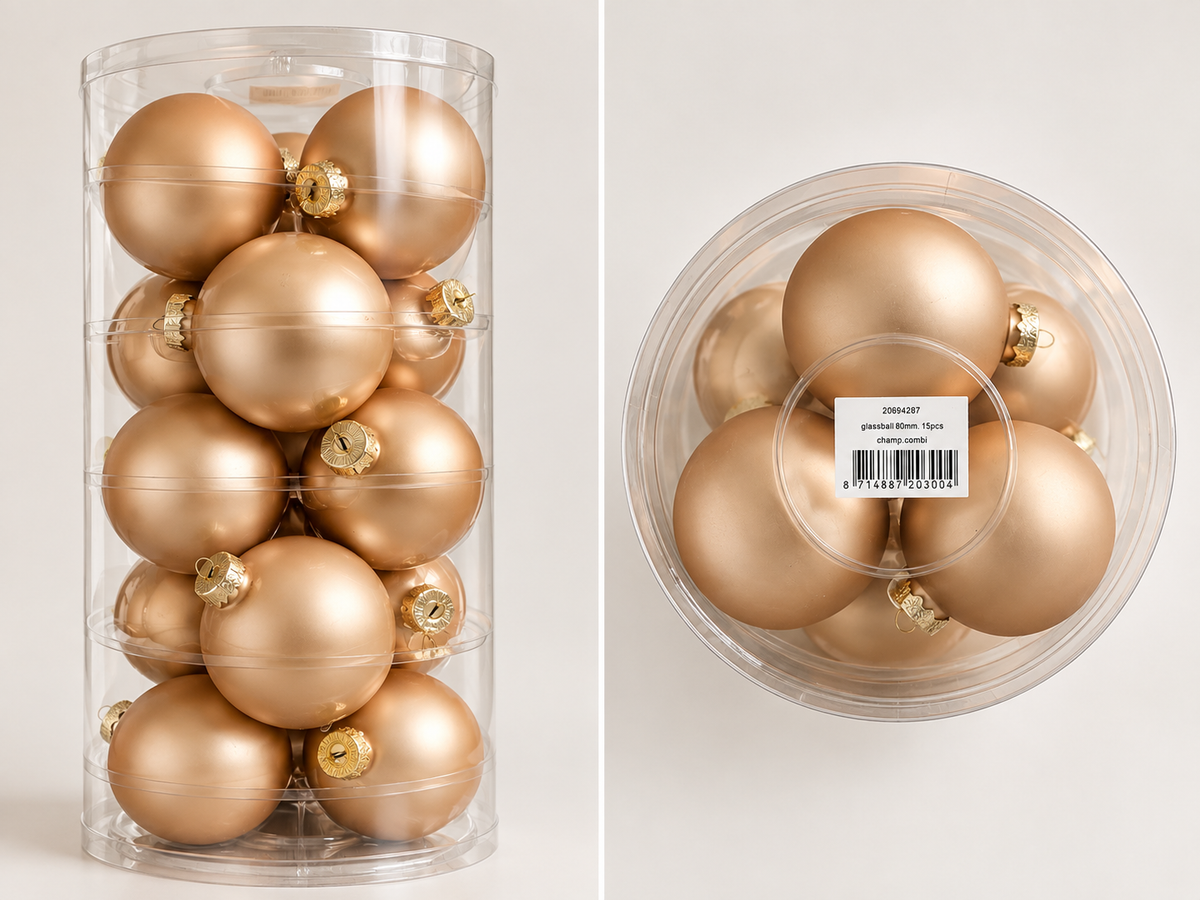 Glazen kerstballen – doos van 15 stuks